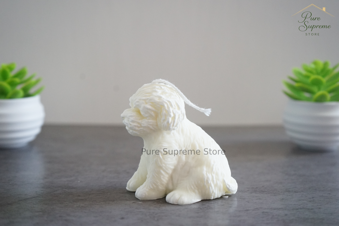 Decoratie kaars T' hondje wit | Handgemaakt