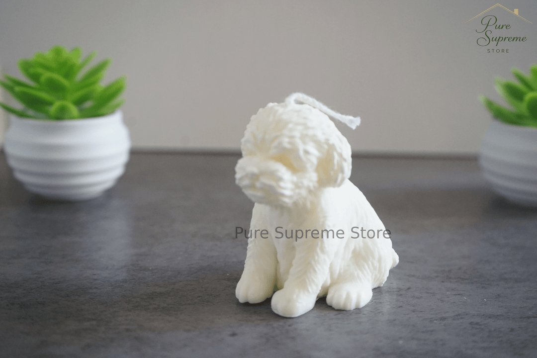 Decoratie kaars T' hondje wit | Handgemaakt