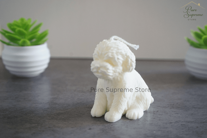 Decoratie kaars T' hondje wit | Handgemaakt