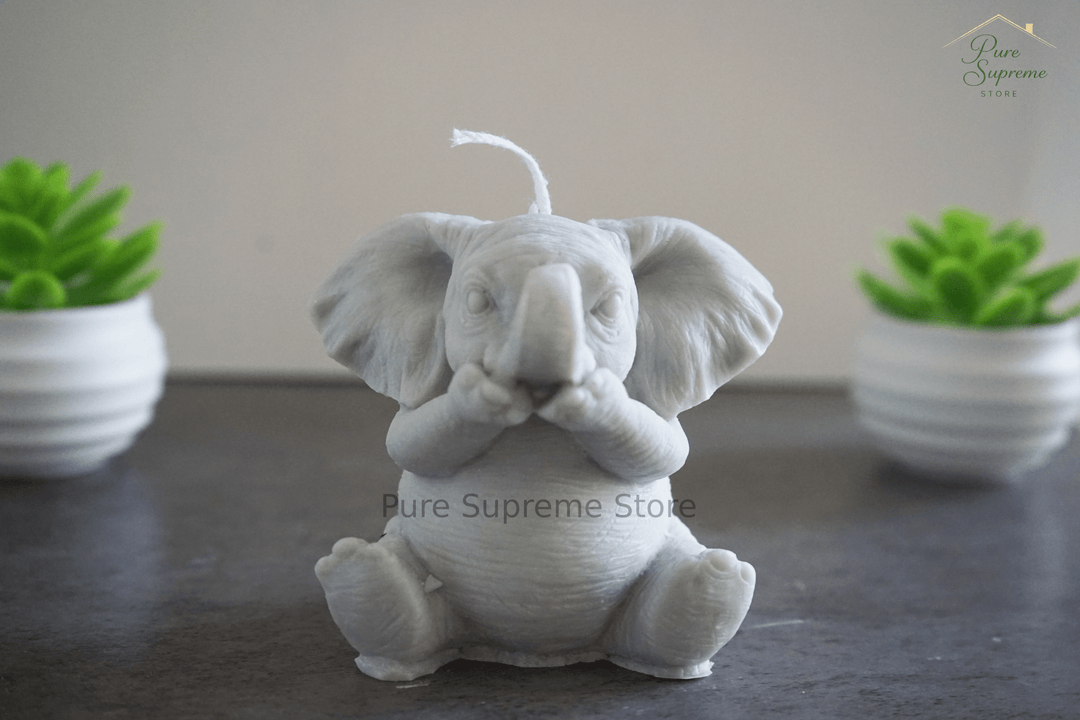 Decoratie kaars olifantje | Grijs | Handgemaakt