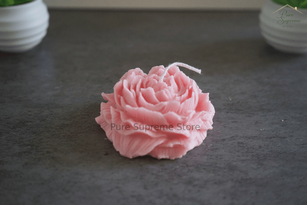 Decoratie kaars Pioenroos roze | Handgemaakt