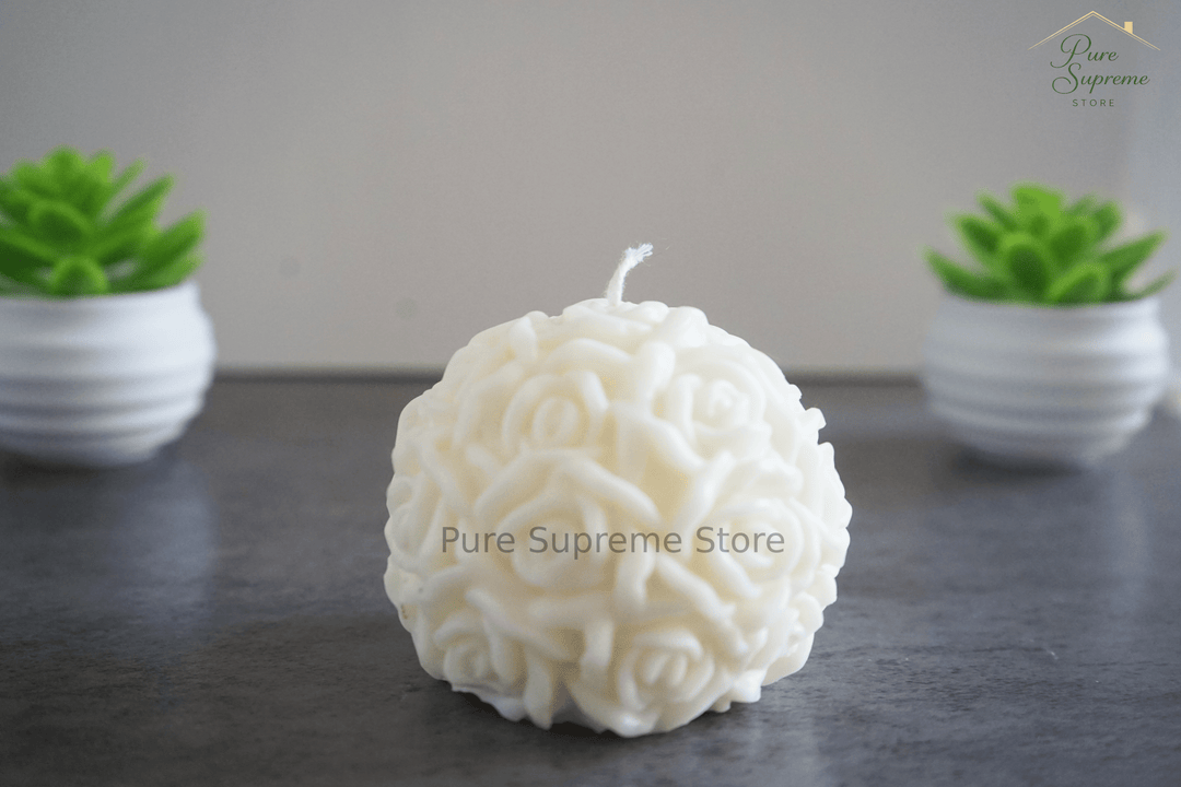 Decoratie kaars Rozenbol medium | Handgemaakt