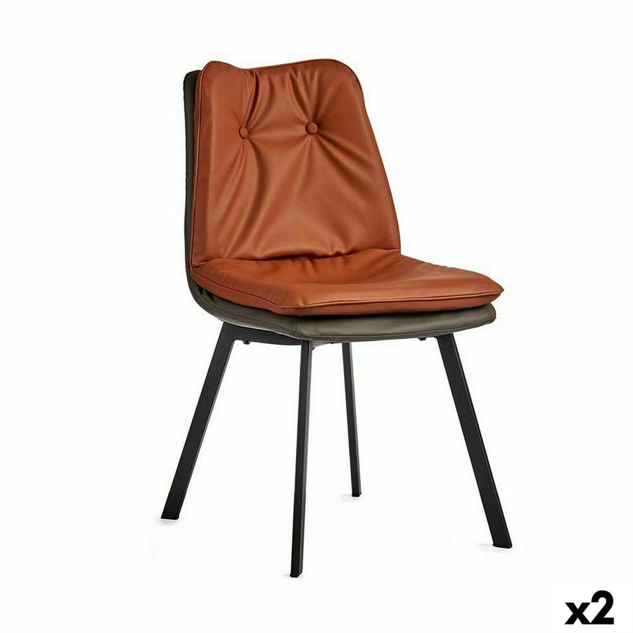 Gift Decor Leunstoel Knoppen Bruin Zwart Grijs Staal 62 X 85 X 47 Cm (2 Stuks)