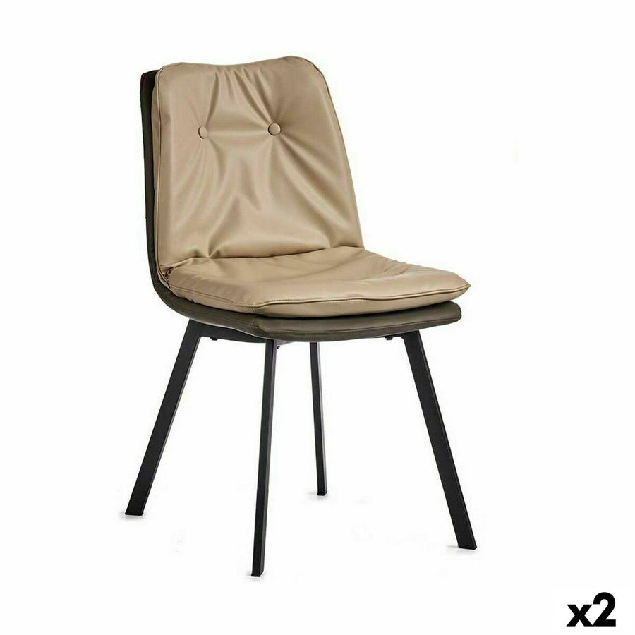 Gift Decor Leunstoel Knoppen Zwart Beige Grijs Staal 62 X 85 X 47 Cm (2 Stuks)