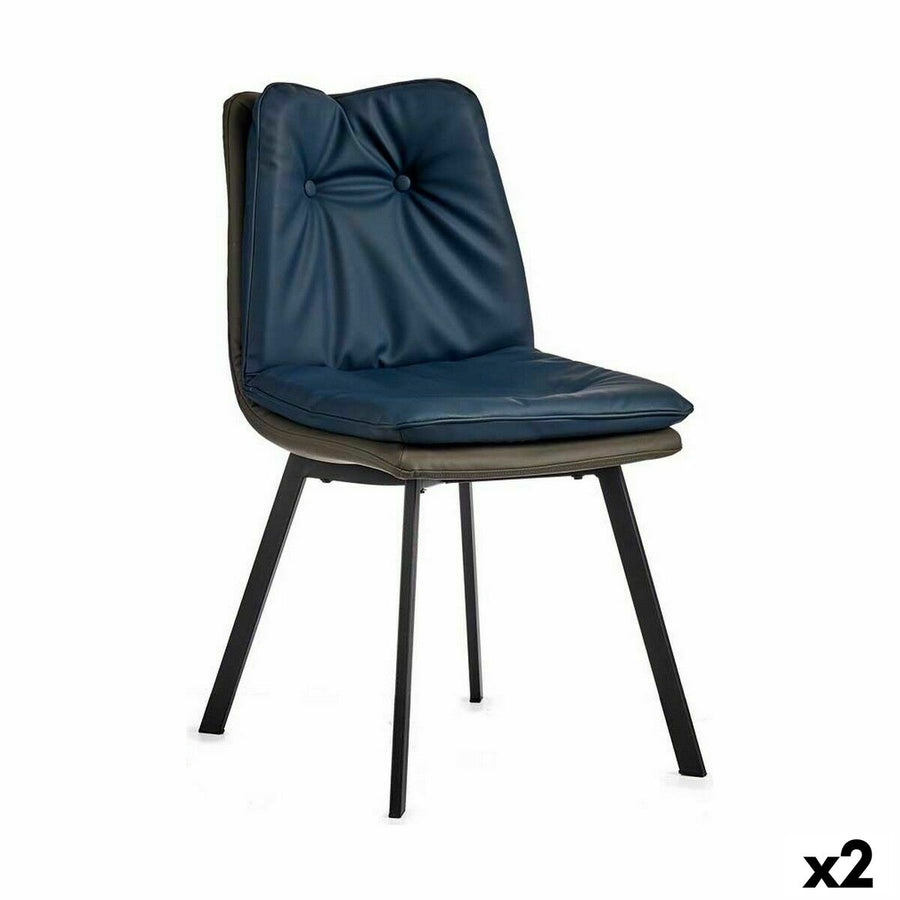 Gift Decor Leunstoel Knoppen Blauw Zwart Grijs Staal 62 X 85 X 47 Cm (2 Stuks)
