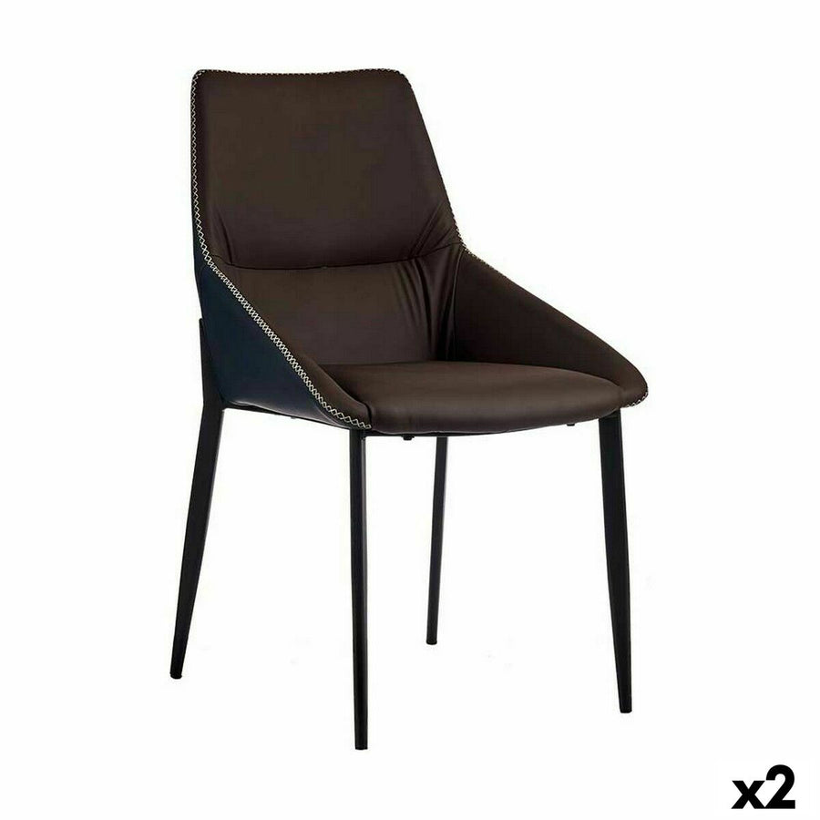Gift Decor Leunstoel Gevlochten Blauw Bruin Staal 50 X 87 X 61 Cm (2 Stuks)