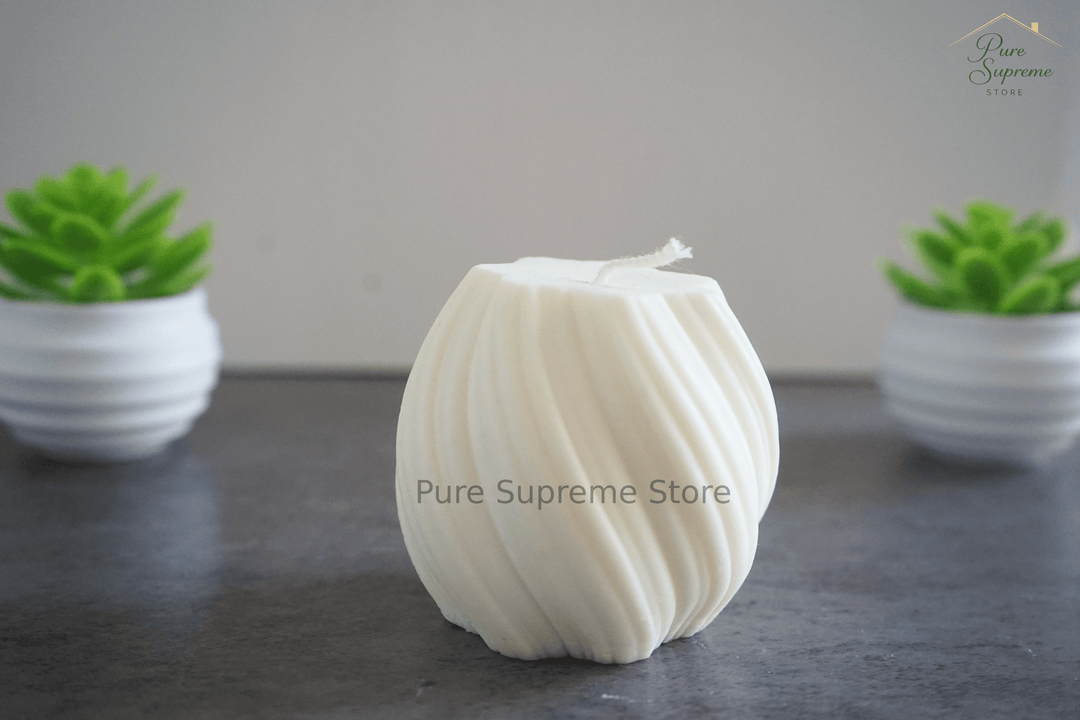 Decoratie kaars Spiraal wit medium | Handgemaakt