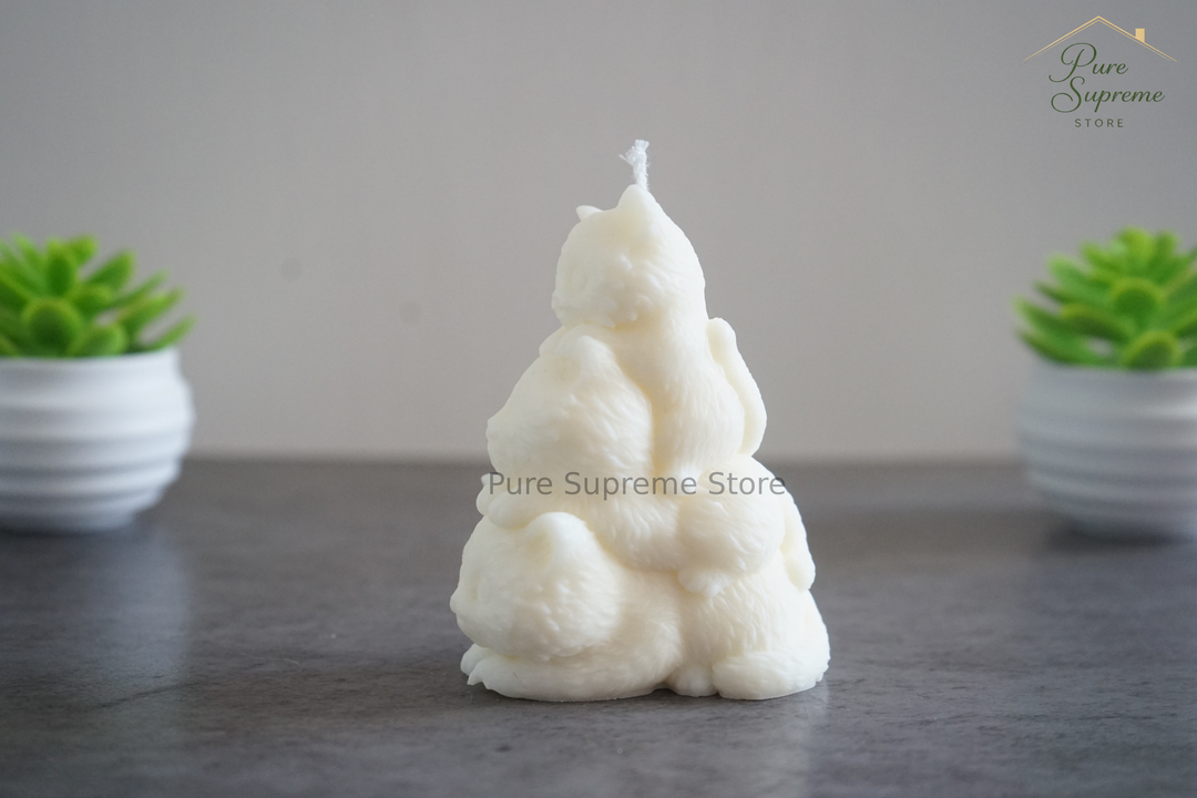 Decoratie kaars de drie schattige katten | Handgemaakt