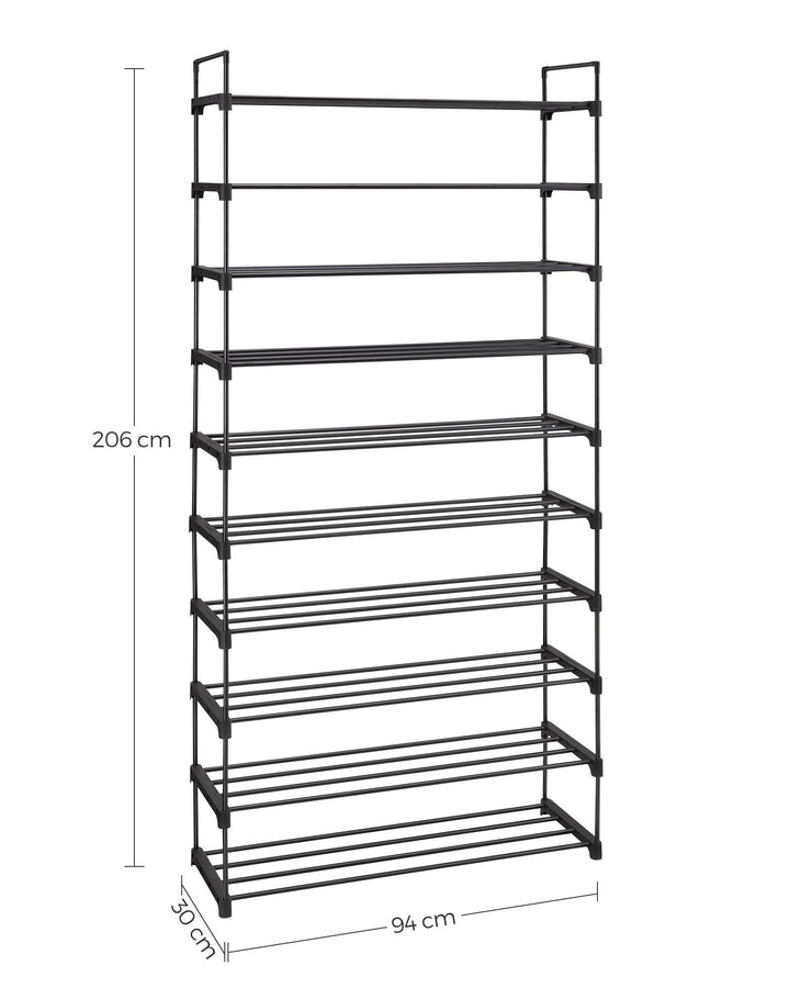 SONGMICS schoenenrek | 10 niveaus | Zwart | Metaal & kunststof