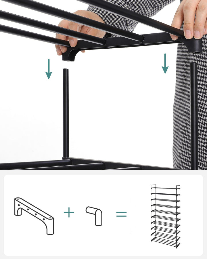SONGMICS schoenenrek | 10 niveaus | Zwart | Metaal & kunststof