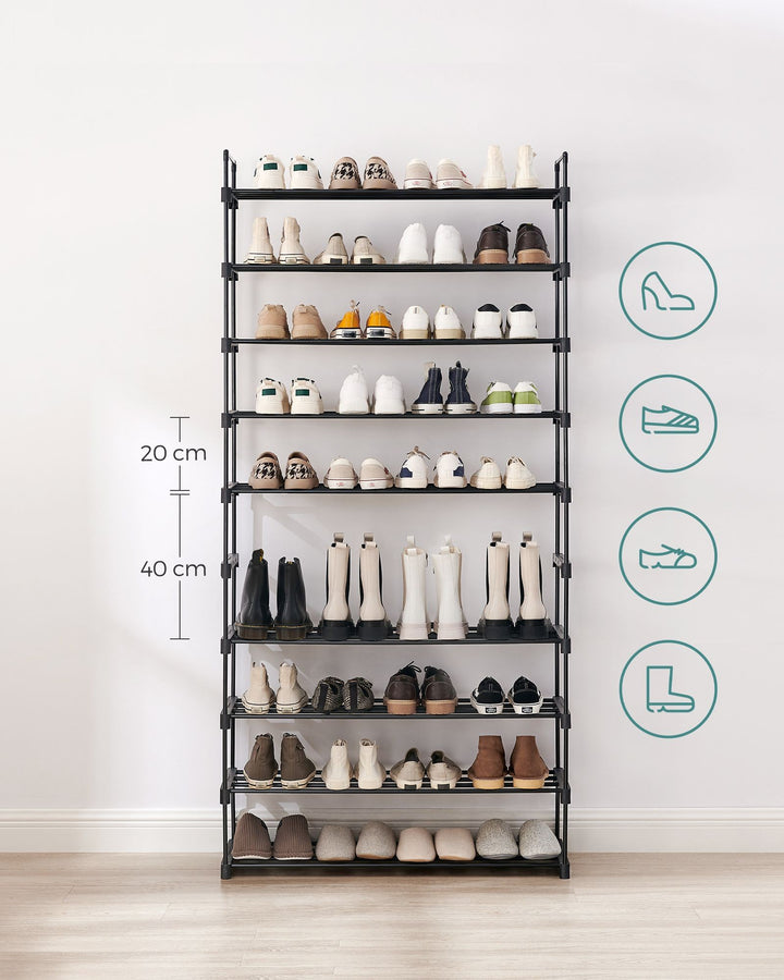SONGMICS schoenenrek | 10 niveaus | Zwart | Metaal & kunststof